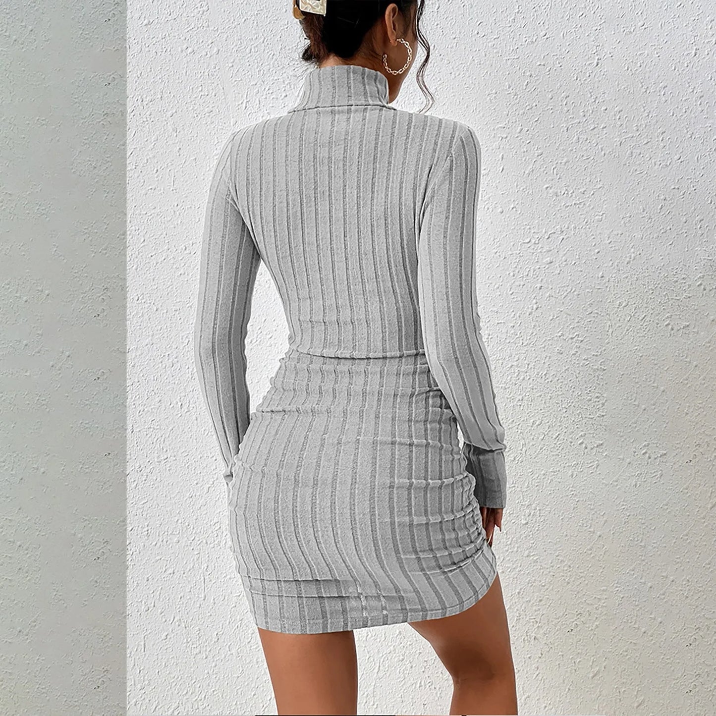 Spèly-Robe à col roulé à manches longues pour femmes, Mini gaine sexy, Robes de club, Drum con, ixélégante, Automne, Hiver
