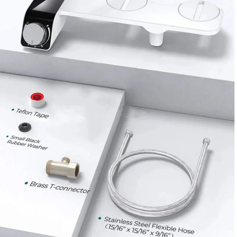 Robinet de douche moderne avec tuyau flexible en acier inoxydable et connecteurs en laiton