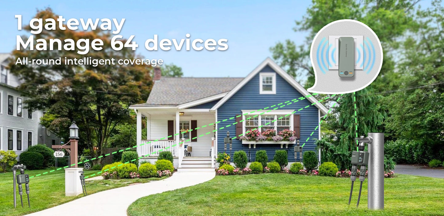 Programmateur d'arrosage automatique Tuya Wifi+RF433 à 2 prises pour l'extérieur, arrosage précis et programmable