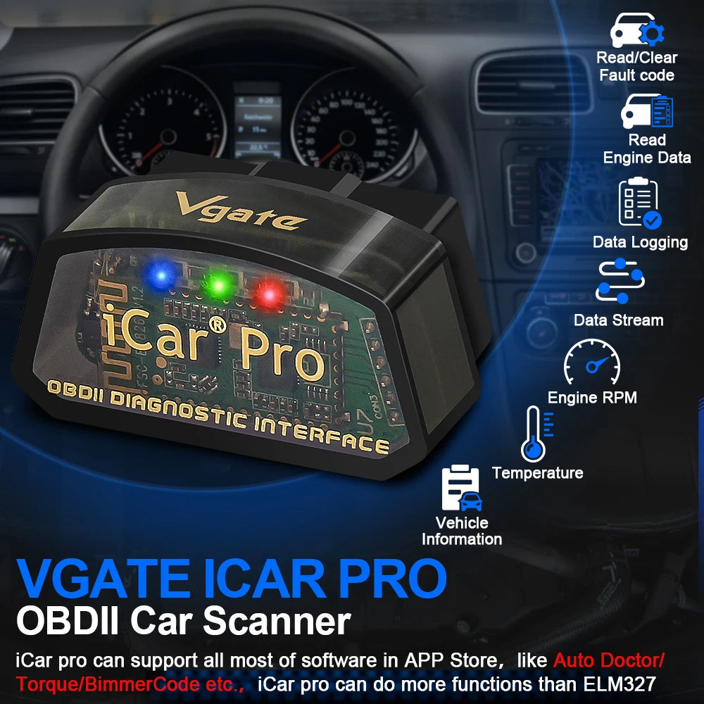 Scanner OBD2 Vgate iCar Pro ELM327 WIFI pour iOS/Android BT 4.0 BT 3.0 ELM 327 OBD 2 Outil de diagnostic automobile Lecteur de codes
