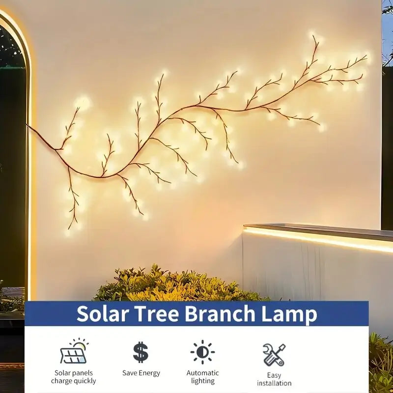 1PC 96LED s lumières de vigne de saule solaire, bricolage extérieur étanche chaîne lumières, lampes murales pour jardin, porche, magasin, terrasse, décor de voie