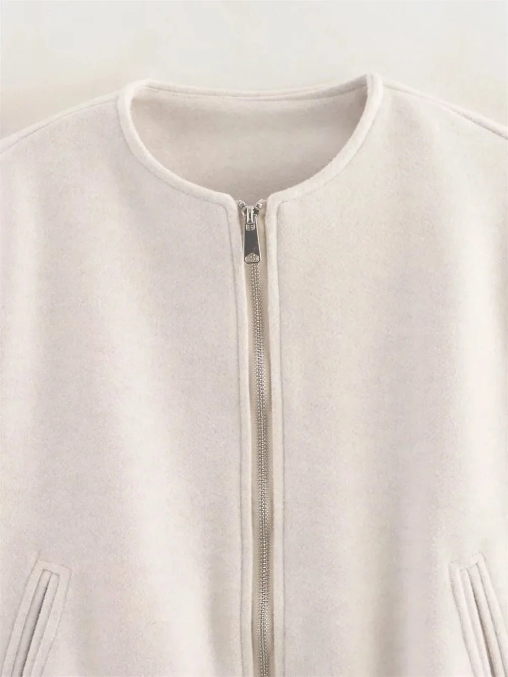 Blouson aviateur rétro à manches longues pour femmes, manteau à col rond, ourlet élastique, fermeture éclair, mode féminine, doux, automne, hiver