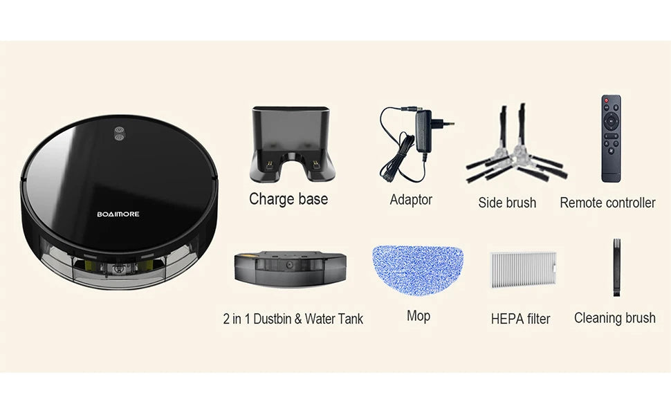 Robot aspirateur combiné serpillière, aspiration robotisée 6000PA, contrôle WiFi/voix, recharge automatique, poils d'animaux pour le nettoyage domestique robotisé