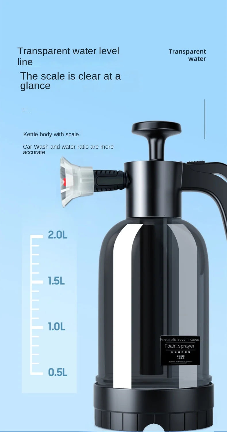 Pulvérisateur de mousse à pompe à main avec 3 types de buses, canon à mousse pneumatique à main, pulvérisateur de mousse de neige, bouteille de lavage de voiture, fenêtre de voiture, livres, 2L