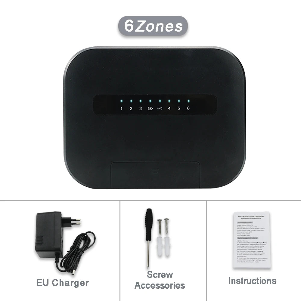 Minuterie d'arrosage de jardin intelligente Tuya, 8 Zones, Wifi, 6 Station, contrôleur d'irrigation goutte à goutte, Valve d'eau, fonctionne avec Smartlife