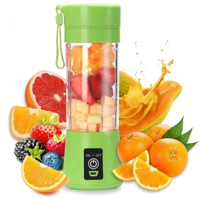 Mixeur portable vert pour smoothies et jus de fruits frais, compact et rechargeable, idéal pour voyages et fitness