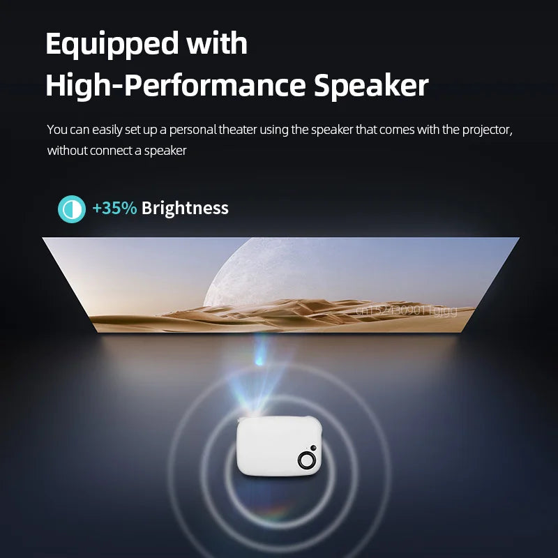 Projecteur portable avec haut-parleur intégré et +35% de luminosité pour cinéma maison
