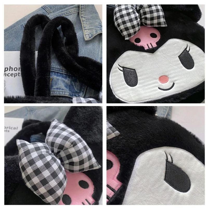 Sanrio mignon doux polyvalent grande capacité en peluche sac à bandoulière femme nouveau Kulomi sac à main dessin animé sac en peluche sac de messager