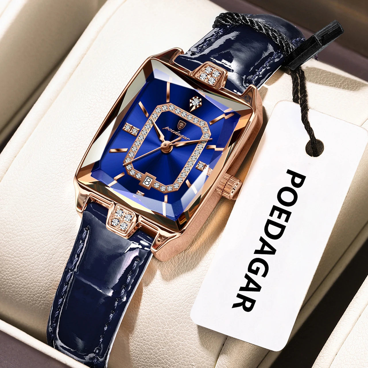 POEDAGAR Original luxe femmes montre-bracelet étanche en cuir Date femme montre élégante de haute qualité Quartz femmes montres Reloj