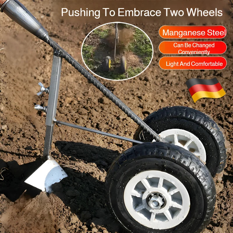 Charrue multifonction manuelle 3-en-1, motoculteur à double roue, désherbeur, cultivateur et outil à sillonner pour jardin