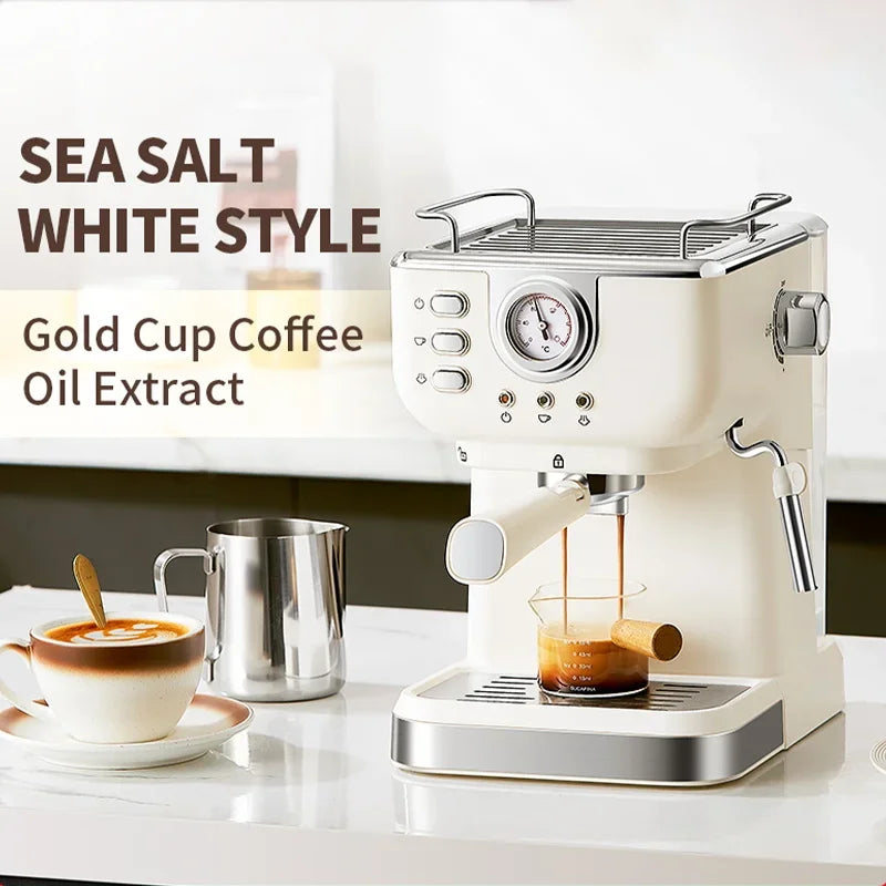 Machine à café expresso italienne 220V, en acier inoxydable, semi-automatique, mousseur à lait Commercial, pour le bureau