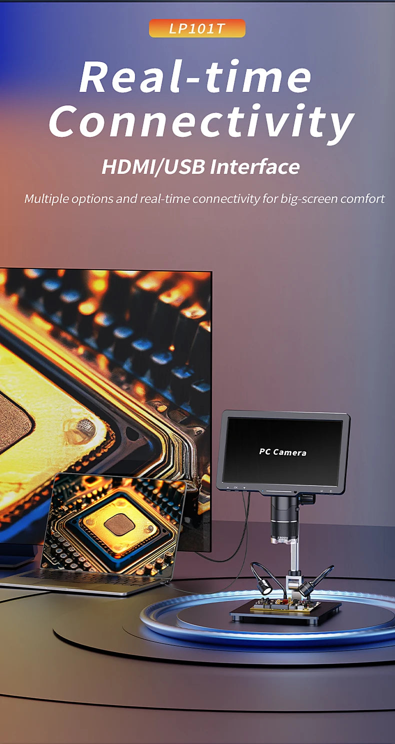 Microscope numérique HDMI 2500X, 3 objectifs 2K, caméra vidéo, écran IPS 10.1 pouces, bricolage, réparation de téléphones électroniques, outils de soudage
