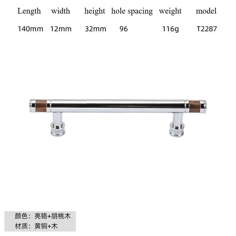 Nouvelle poignée de porte d'armoire en noyer de style chinois – Bouton rond monotrou en laiton et bois nordique en or pour tiroirs et meubles