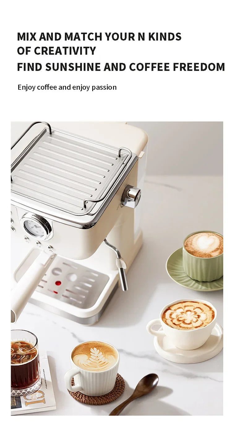 Machine à café expresso italienne 220V, en acier inoxydable, semi-automatique, mousseur à lait Commercial, pour le bureau
