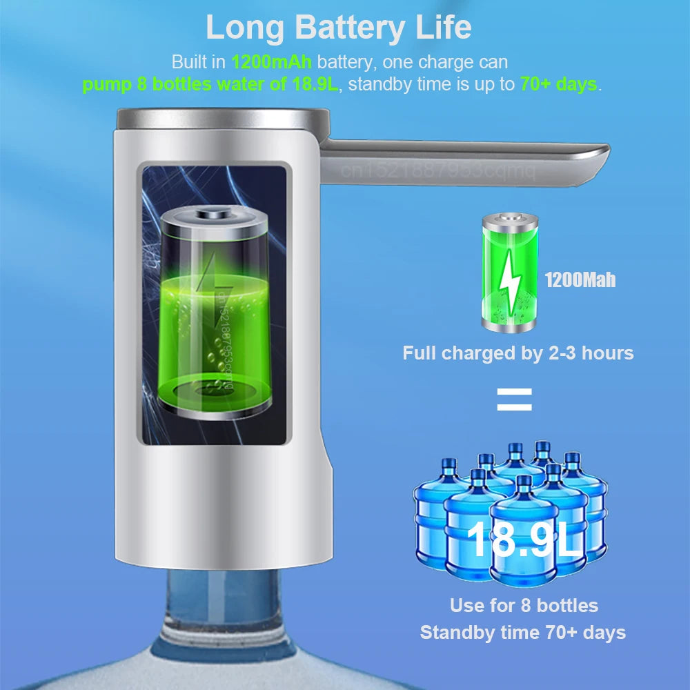 Pompe à eau électrique intelligente, pompe à eau automatique, distributeur d'eau potable aste, bouteille pliable, bureau, 19 litres