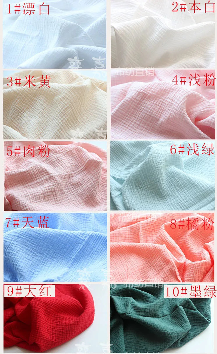 Tissu drapé en coton et lin, 100x135cm, Double gaze, crêpe, vêtements pour bébé, jupe pour dames, vêtements de nuit