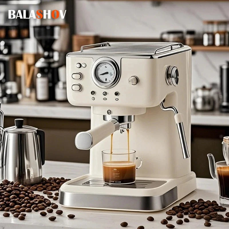 Machine à café expresso italienne 220V, en acier inoxydable, semi-automatique, mousseur à lait Commercial, pour le bureau