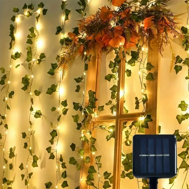 7 M/12 M/17 M feuille d'érable vigne fée lumières chaîne LED lumière solaire décoration de jardin étanche lampe solaire mariage guirlande de noël