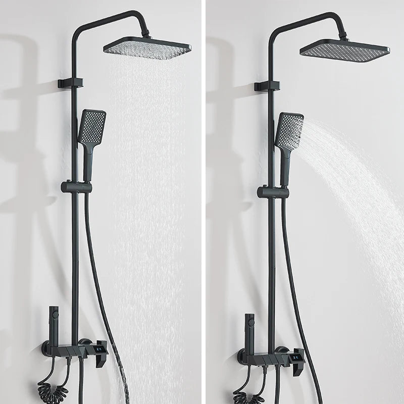 Rozin – ensemble de robinets de douche à affichage numérique intelligent noir, système de salle de bains à pluie de Style Piano, mitigeur numérique gris, douche de Bidet
