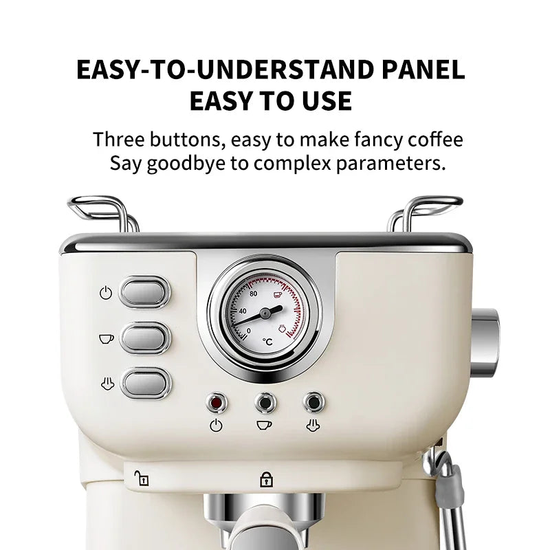 Machine à café expresso italienne 220V, en acier inoxydable, semi-automatique, mousseur à lait Commercial, pour le bureau