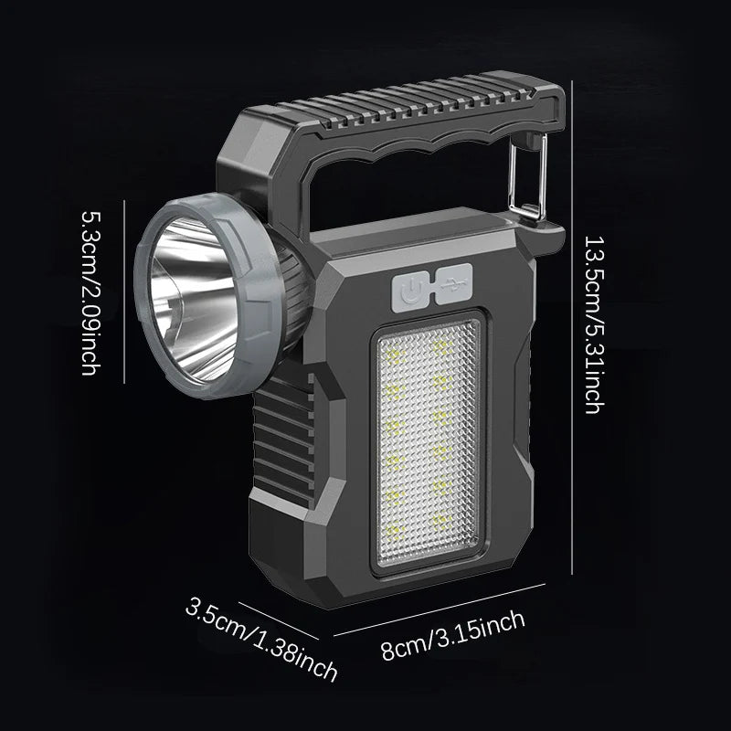 Lampe de poche solaire Portable puissante et Rechargeable, projecteur avec COB, lampe de travail, lanterne de Camping en plein air, randonnée, pêche