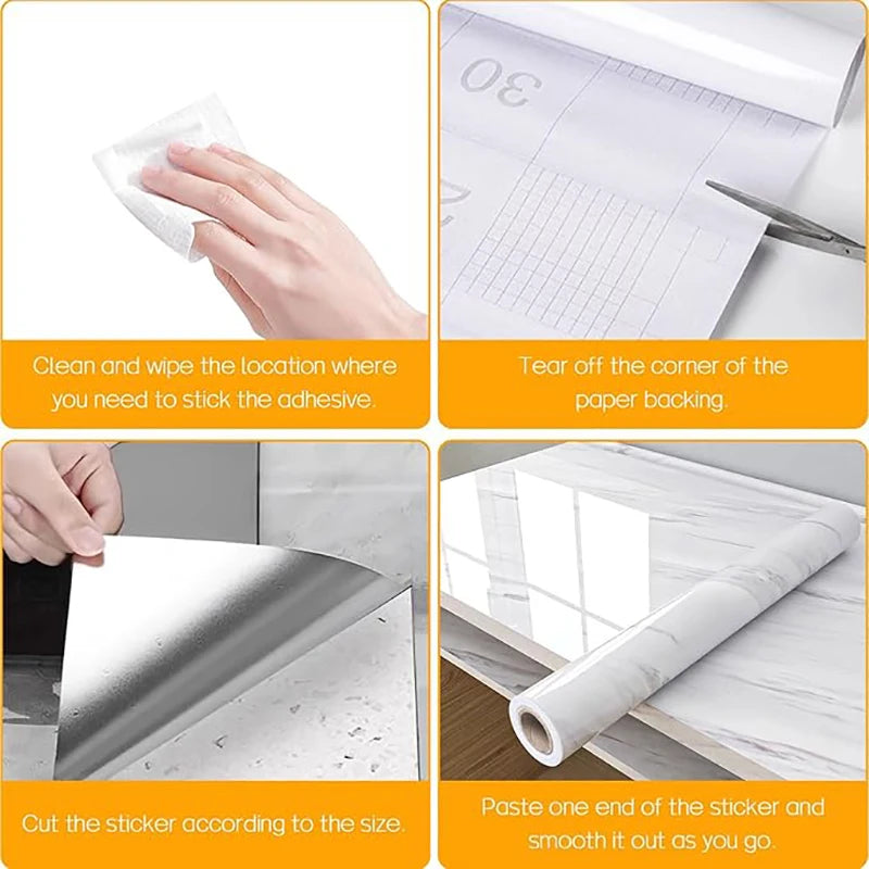 Papier peint auto-adhésif blanc brillant, imperméable, résistant à l'huile, film de rénovation pour meubles en PVC, autocollant pour armoires de cuisine