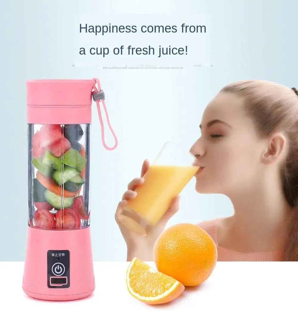 Mixeur portable rose pour jus frais, fruits et légumes, idéal pour smoothies healthy et voyage