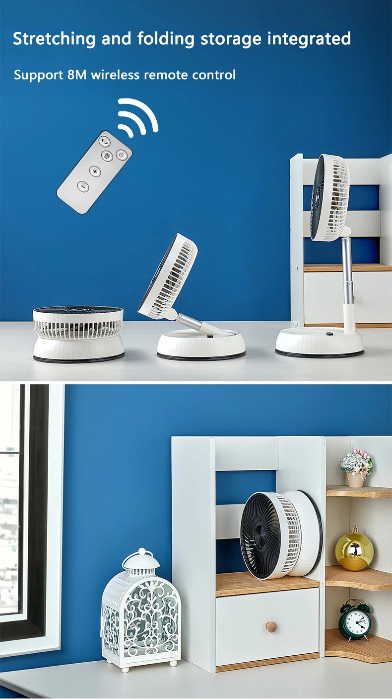 Ventilateur sur pied oscillant portable avec télécommande, ventilateur de bureau pliable, batterie aste, 62 piédestaux, camping