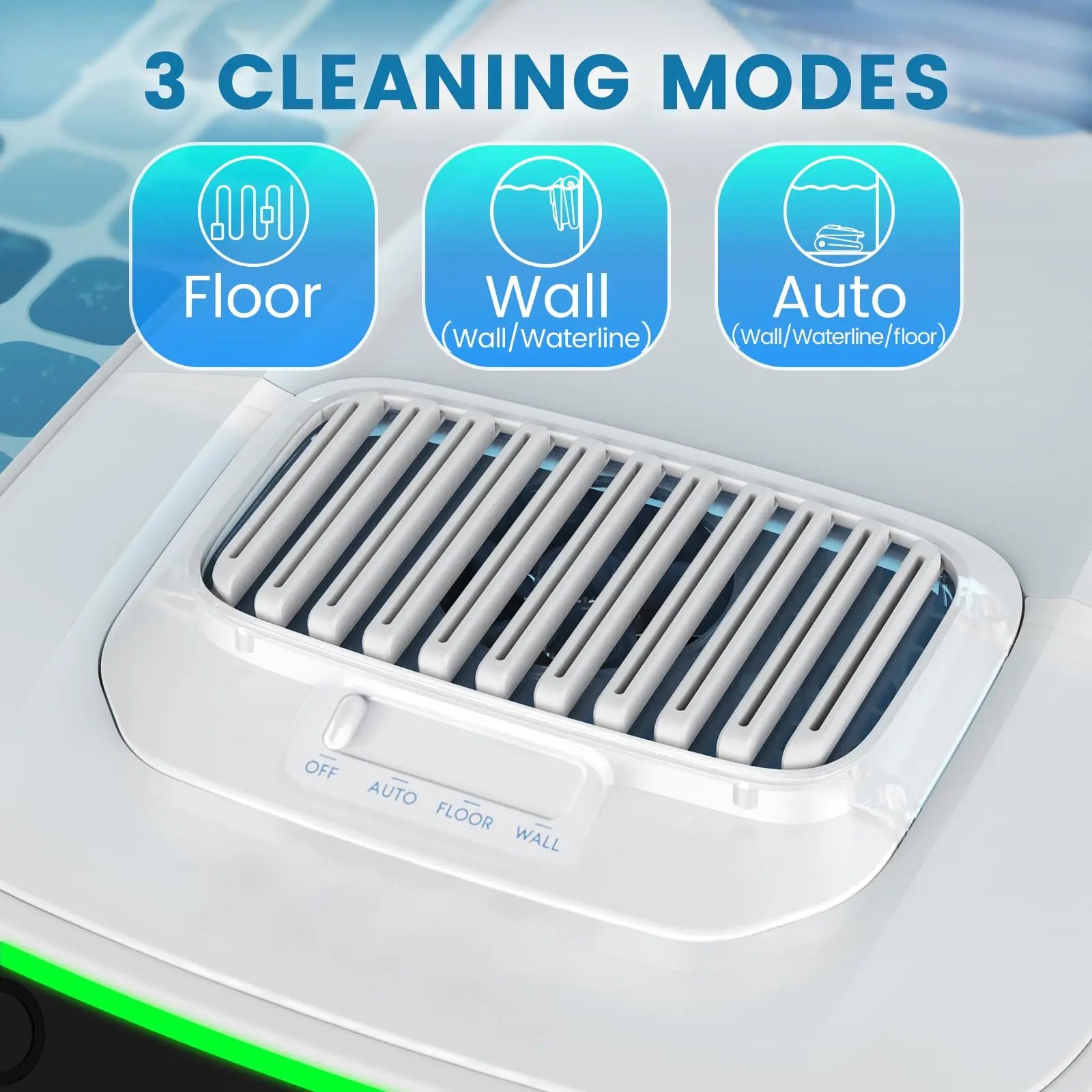 Robot nettoyeur piscine avec 3 modes : sol, paroi et auto, pour entretien facile et efficace