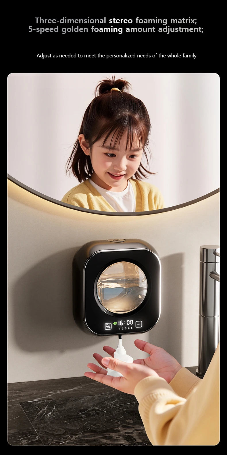 Distributeur de savon automatique mural, grande capacité, capteur Rechargeable sans contact, cuisine avec nettoyage intelligent LED
