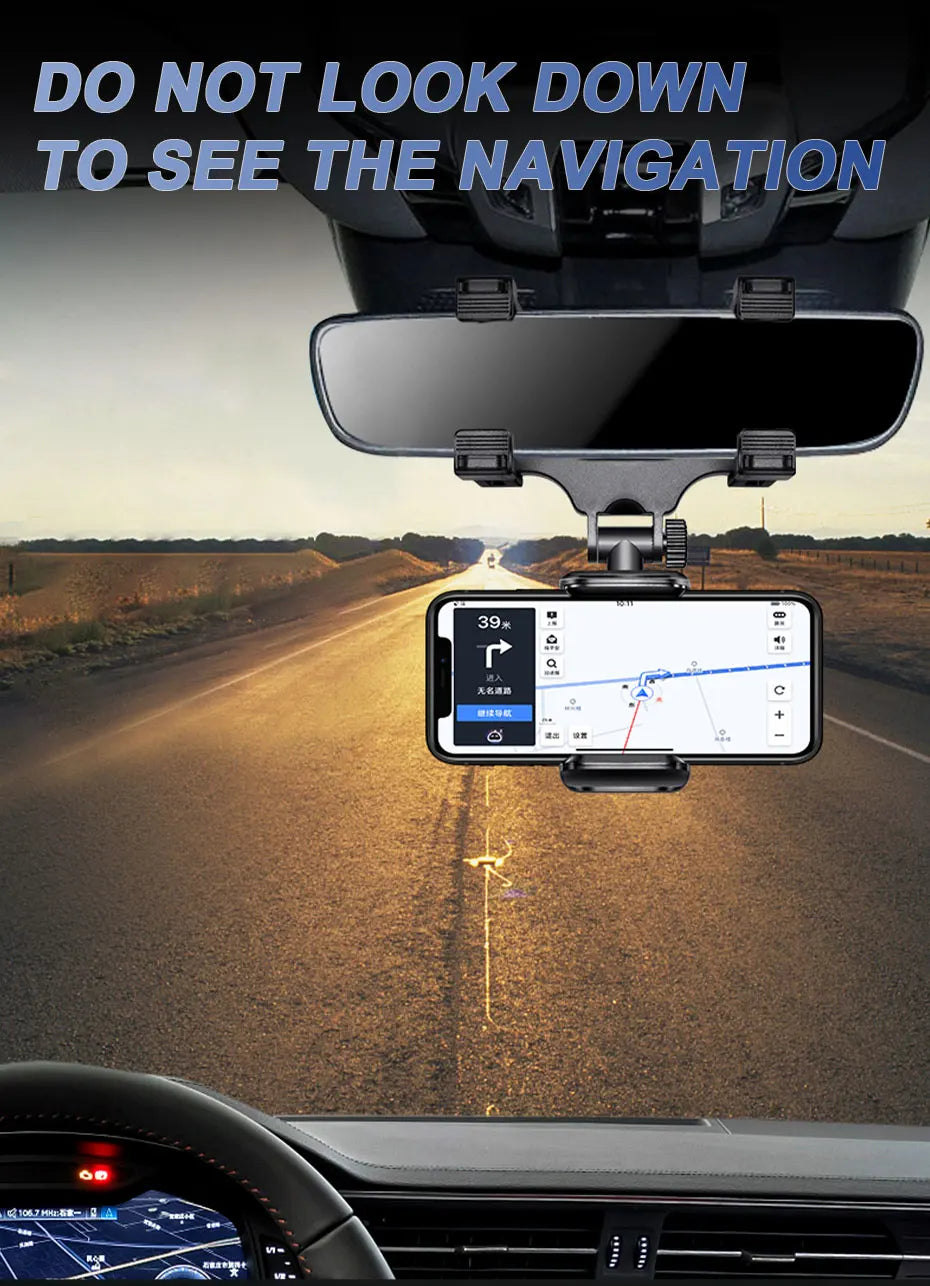 SEAMETAL-Support de téléphone pour rétroviseur de voiture, réglage de la rotation libre, pince stable, support de téléphone pour smartphone, navigation rapide, ket