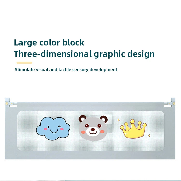 Barrière de sécurité bébé avec motifs 3D nuage, ours et couronne pour développement sensoriel