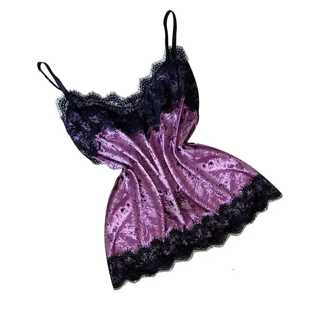 Été déshabillé en dentelle Sexy Satin pyjamas ensemble femmes chemise de nuit 2 pièces haut court et ensemble short et haut Homewear vêtements de détente
