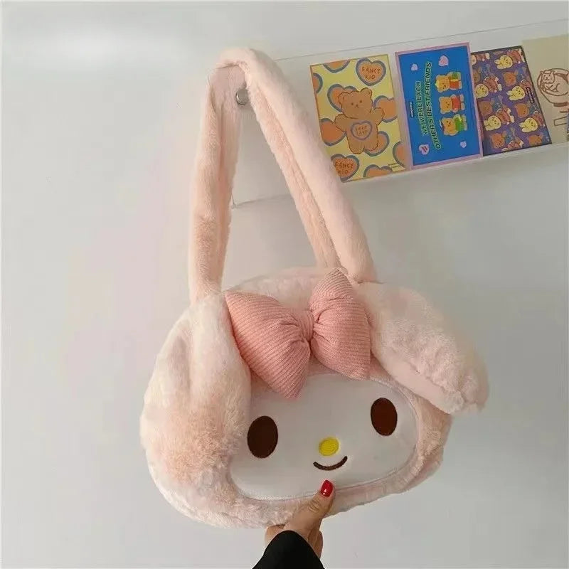 Sanrio mignon doux polyvalent grande capacité en peluche sac à bandoulière femme nouveau Kulomi sac à main dessin animé sac en peluche sac de messager