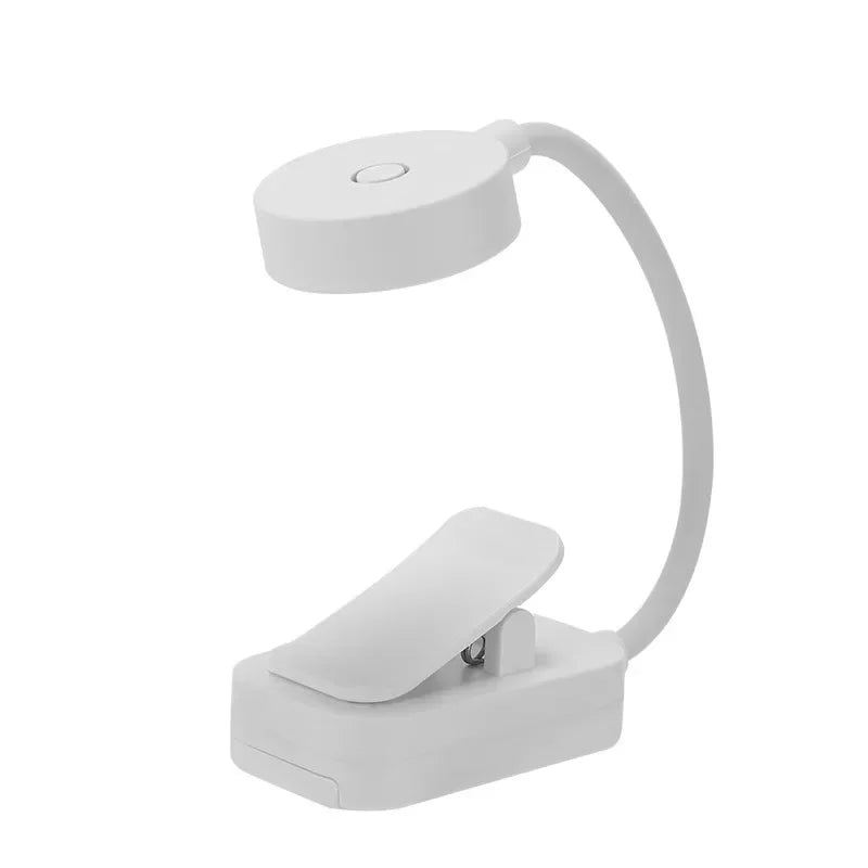 Lampe de bureau LED blanche avec bras flexible et pince, idéale pour bureau ou lecture