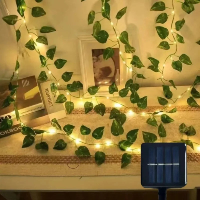 7 M/12 M/17 M feuille d'érable vigne fée lumières chaîne LED lumière solaire décoration de jardin étanche lampe solaire mariage guirlande de noël