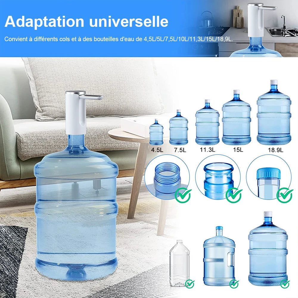 Distributeur d'eau automatique universel pour bouteilles 4,5L à 18,9L, compatible avec divers colliers