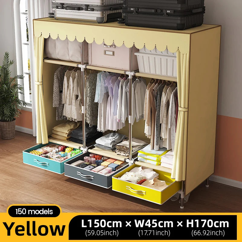 Grande armoire en tissu, organisateur de placard Portable, armoire de rangement multicouche anti-poussière pour salle de location ou chambre à coucher
