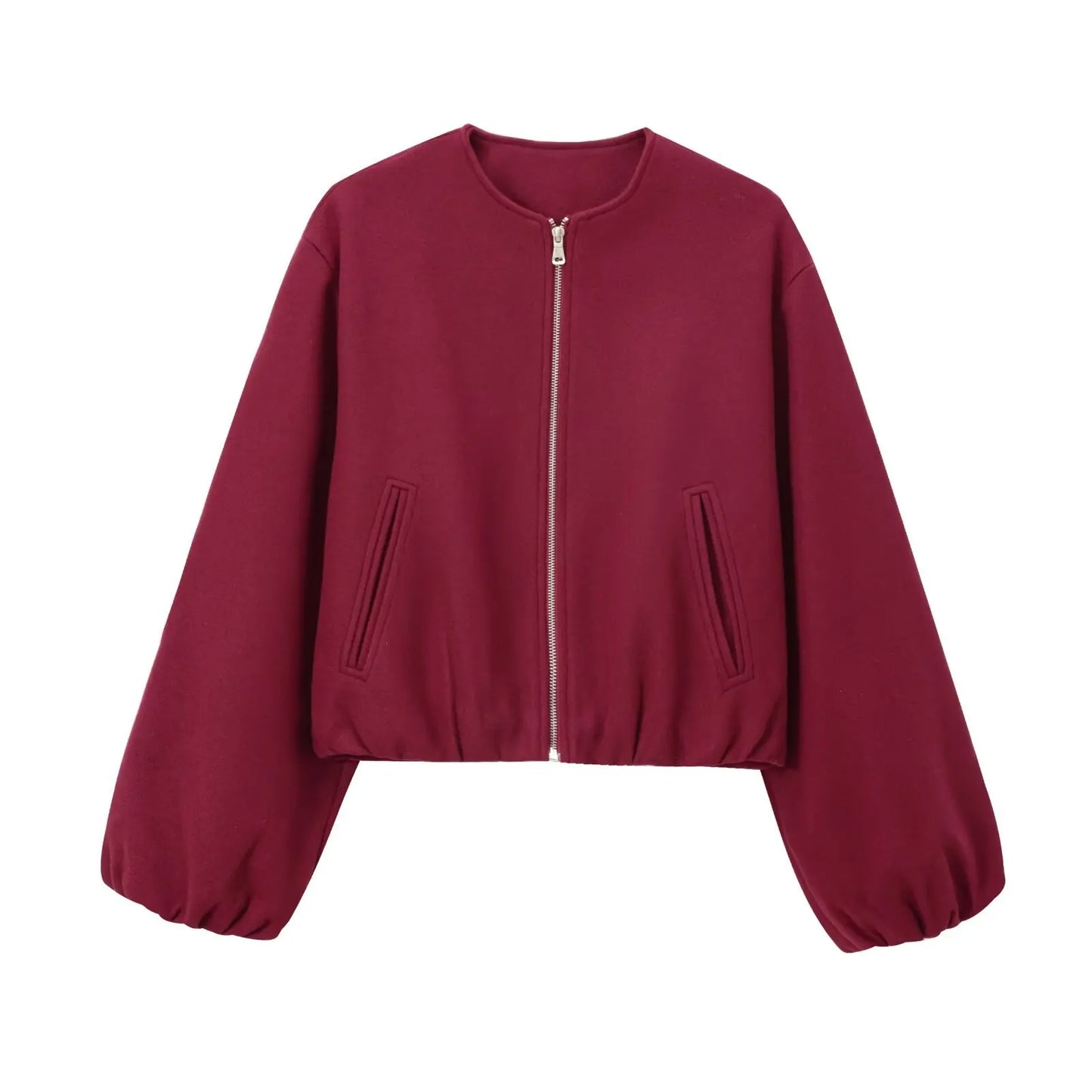 Blouson aviateur rétro à manches longues pour femmes, manteau à col rond, ourlet élastique, fermeture éclair, mode féminine, doux, automne, hiver