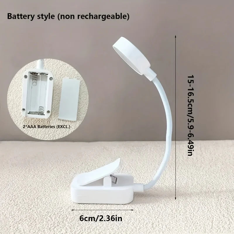 Lampe de bureau LED blanche à pince, style pile (non rechargeable), 6 cm x 15-16,5 cm, idéale pour bureau ou lecture