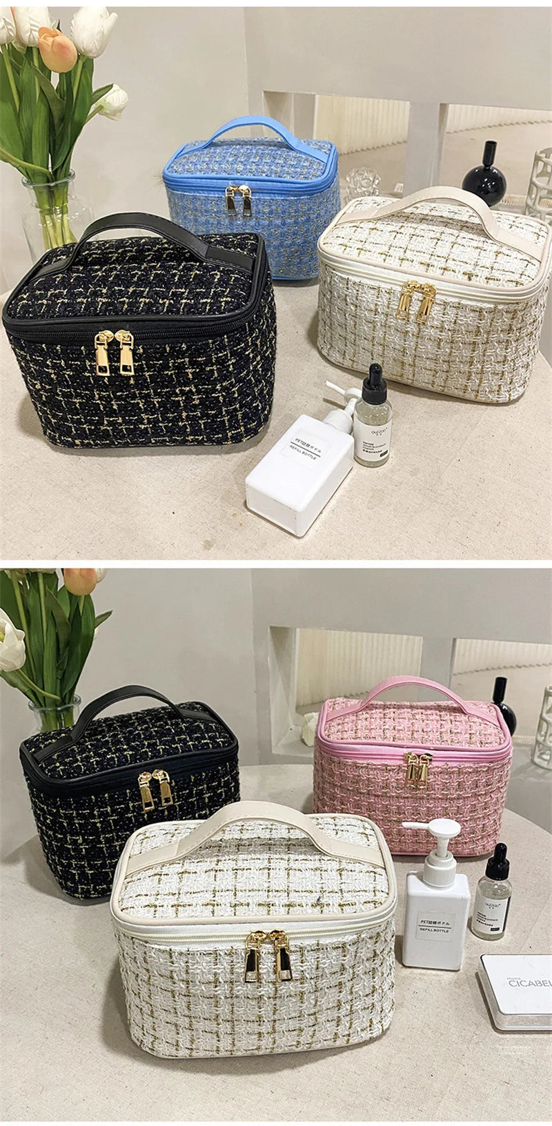 Nouvelle Trousse de Maquillage Portable pour Femme, Style Parfumé, Simple et Tendance, Grande Capacité, pour le Maquillage et les Voyages