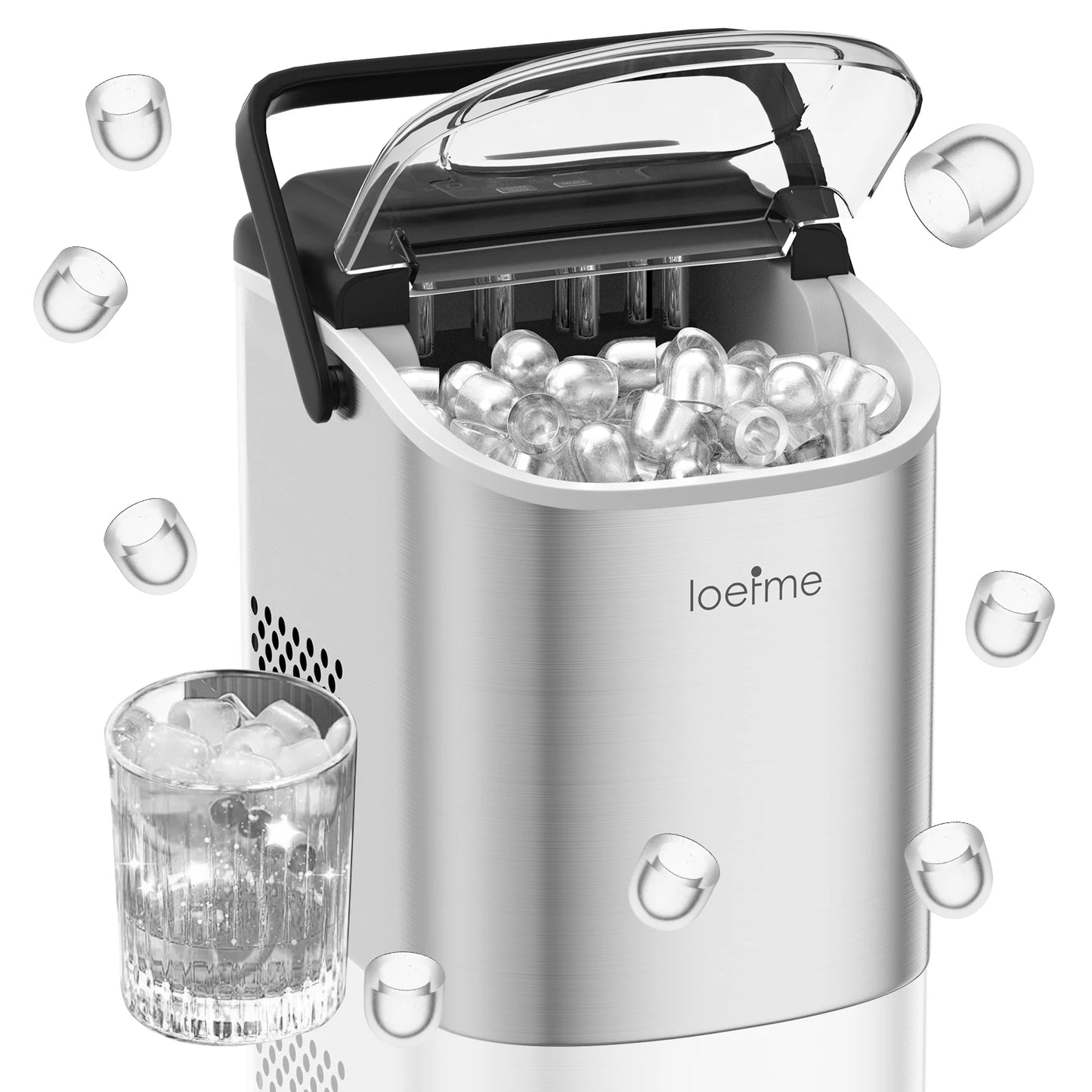 Machine à glaçons portable Loefme avec glaçons sphériques, idéale pour boissons rafraîchissantes