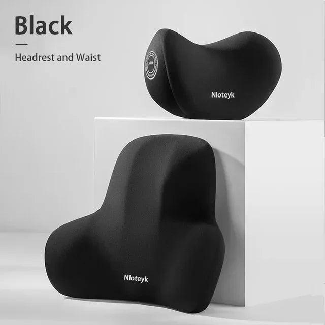 Appui-tête en mousse à mémoire de forme, ensemble de soutien lombaire, oreiller ergonomique pour le cou, coussin de dos, siège de conducteur de voiture, tissu Polyester respirant et confortable