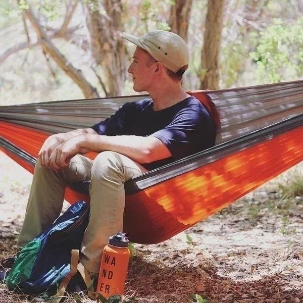 Hamac de camping individuel d'extérieur, en tissu parachute de nylon coloré, lit suspendu portable haute résistance