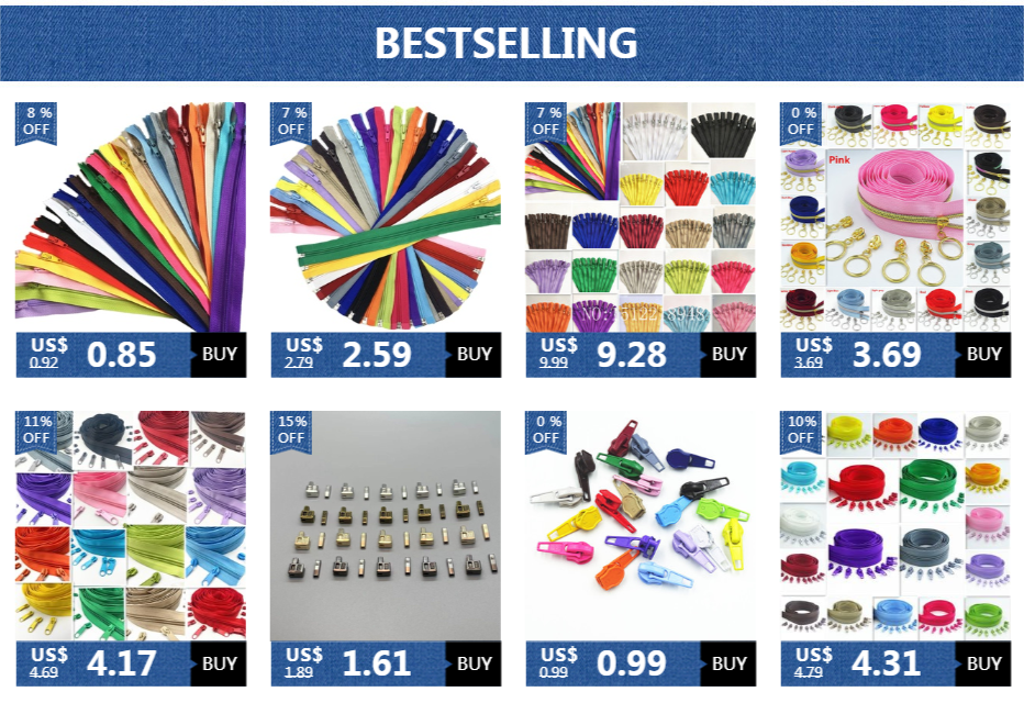 Lot de fermetures éclair colorées et accessoires de couture en promotion, prix discount