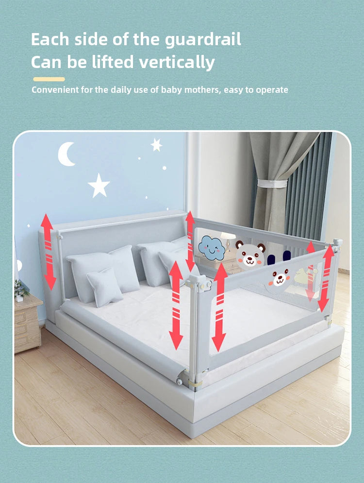 Barrière de lit bébé réglable avec motifs animaux, sécurité enfant facile à utiliser