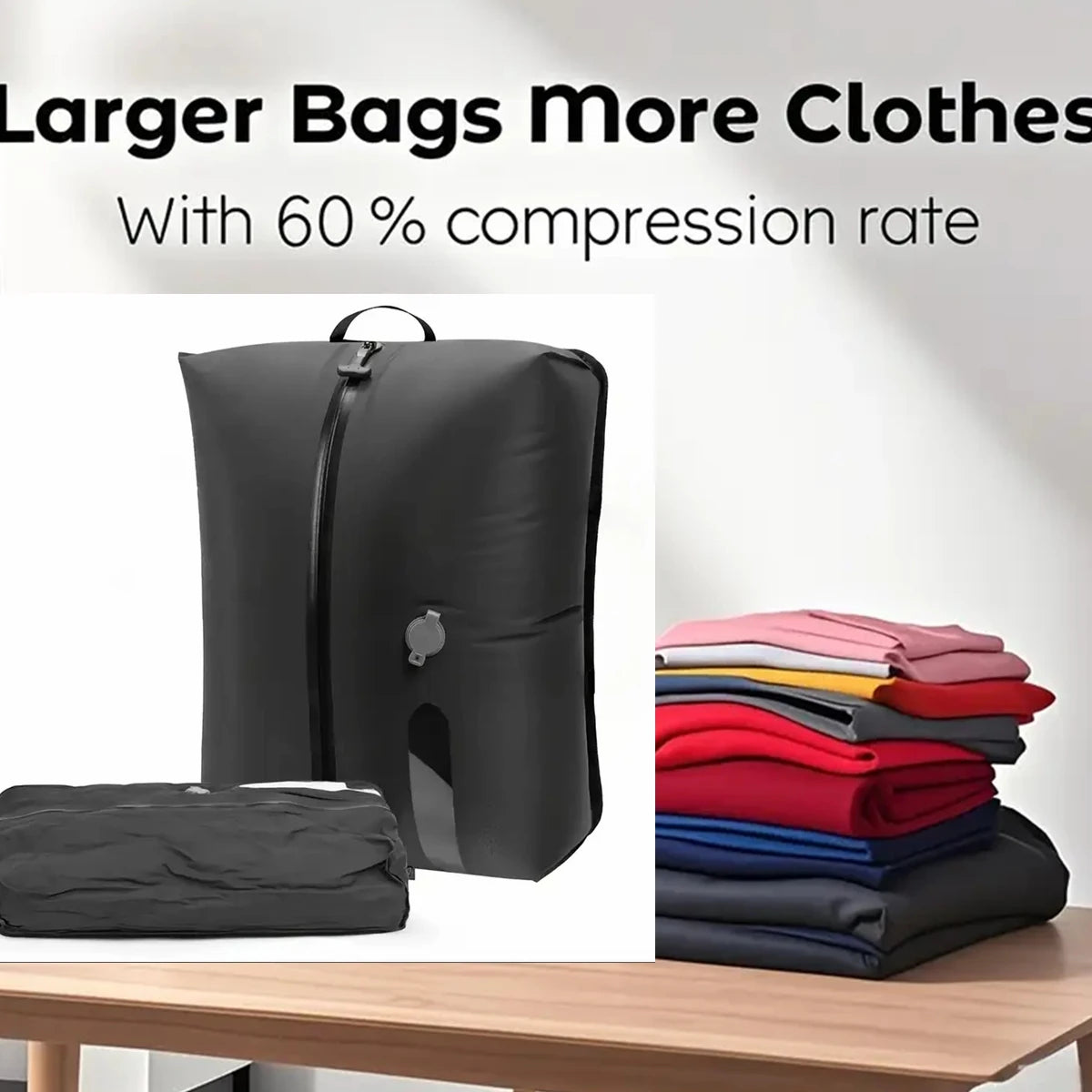 Sac de Compression sous vide, sac de rangement de bagages de voyage, sac de rangement de vêtements, sac d'air étanche pour sac à dos, sacs de cabine de Camping