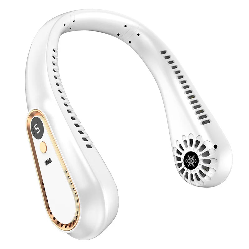 Ventilateur portable mains libres sans pales à suspendre au cou, mini-ventilateur avec affichage numérique, alimentation USB pour extérieur, randonnée, camping