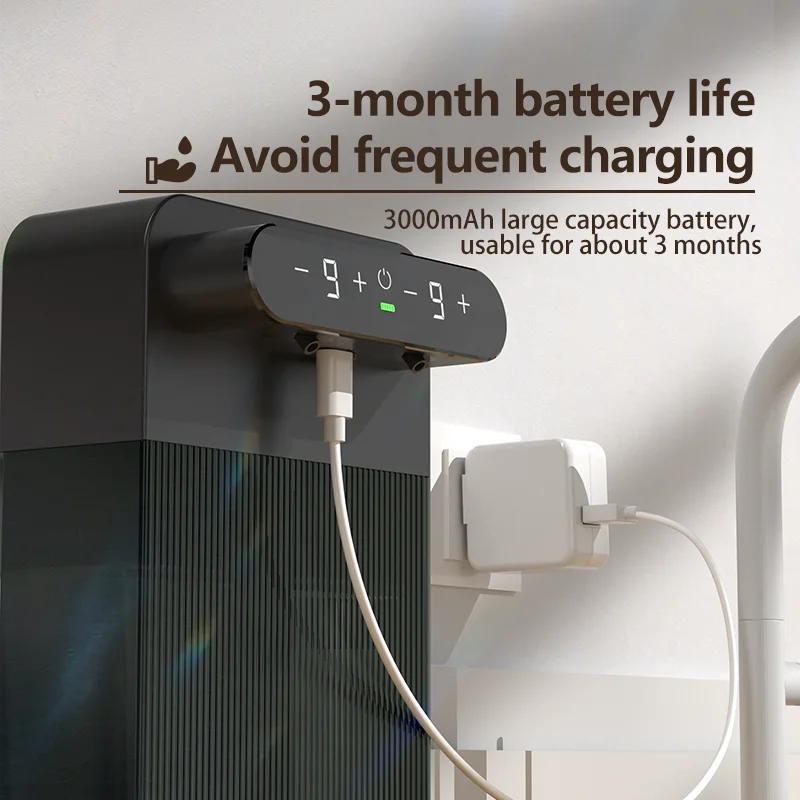 Gadget high-tech noir avec batterie 3000mAh, 3 mois d'autonomie, évite les recharges fréquentes