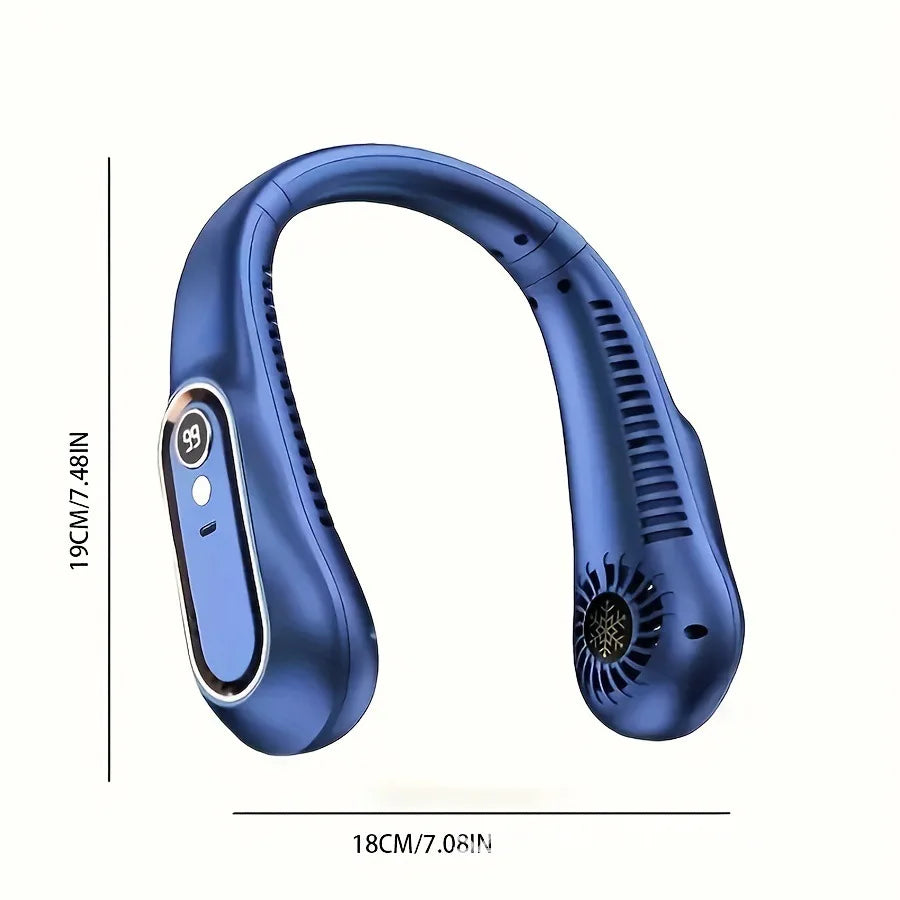 Ventilateur portable mains libres sans pales à suspendre au cou, mini-ventilateur avec affichage numérique, alimentation USB pour extérieur, randonnée, camping